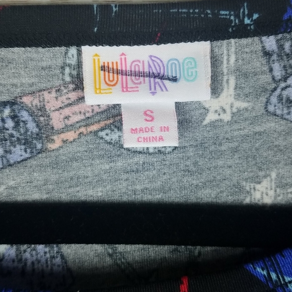 LulaRoe, Navy and Red fitted dress with fireworks, Sz S - Picture 4 of 5